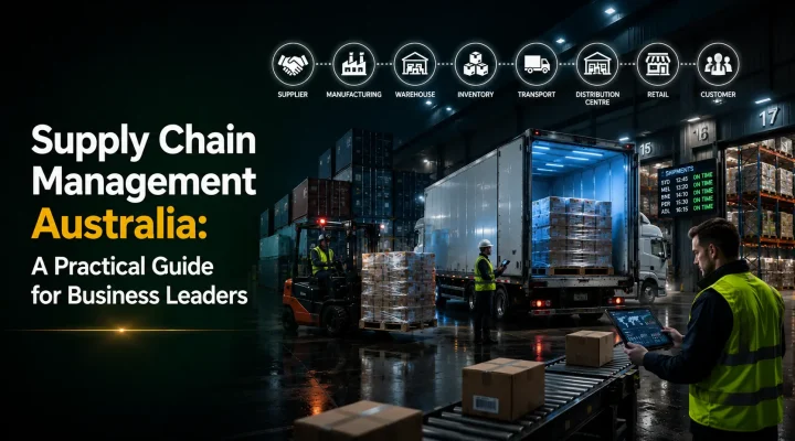 Supply chain management Australia showing full supply chain from supplier to customer with warehouse and transport operations